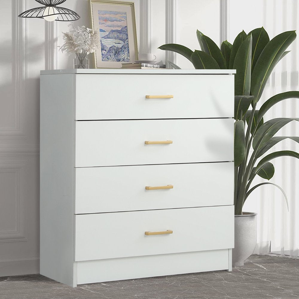 SEGMART White 4-Drawer Wood Dressers for Bedroom