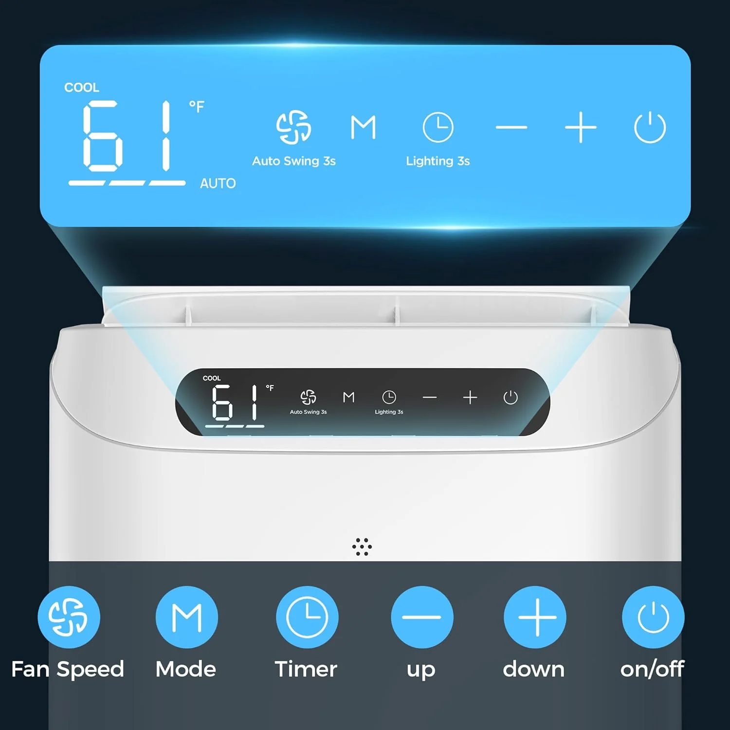 Portable Air Conditioners 14000Btu with Remote Control, 3-in-1 Free Stand Smart Cooling AC Unit with Dehumidifier, Fan, Cools Room up to 700 sq.ft, Auto Swing,24H Timer, Windows Kit Included