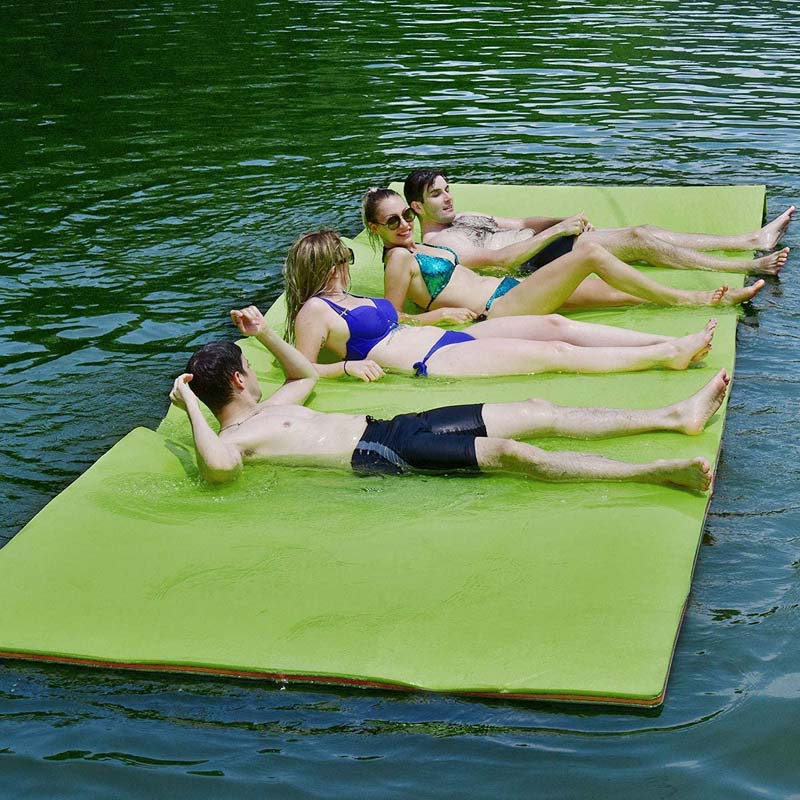 12 x 6 FT Floating Water Pad 3-Layer Tear-Resistant XPE Foam Mat Roll-Up Floating Island for 4-6 Person