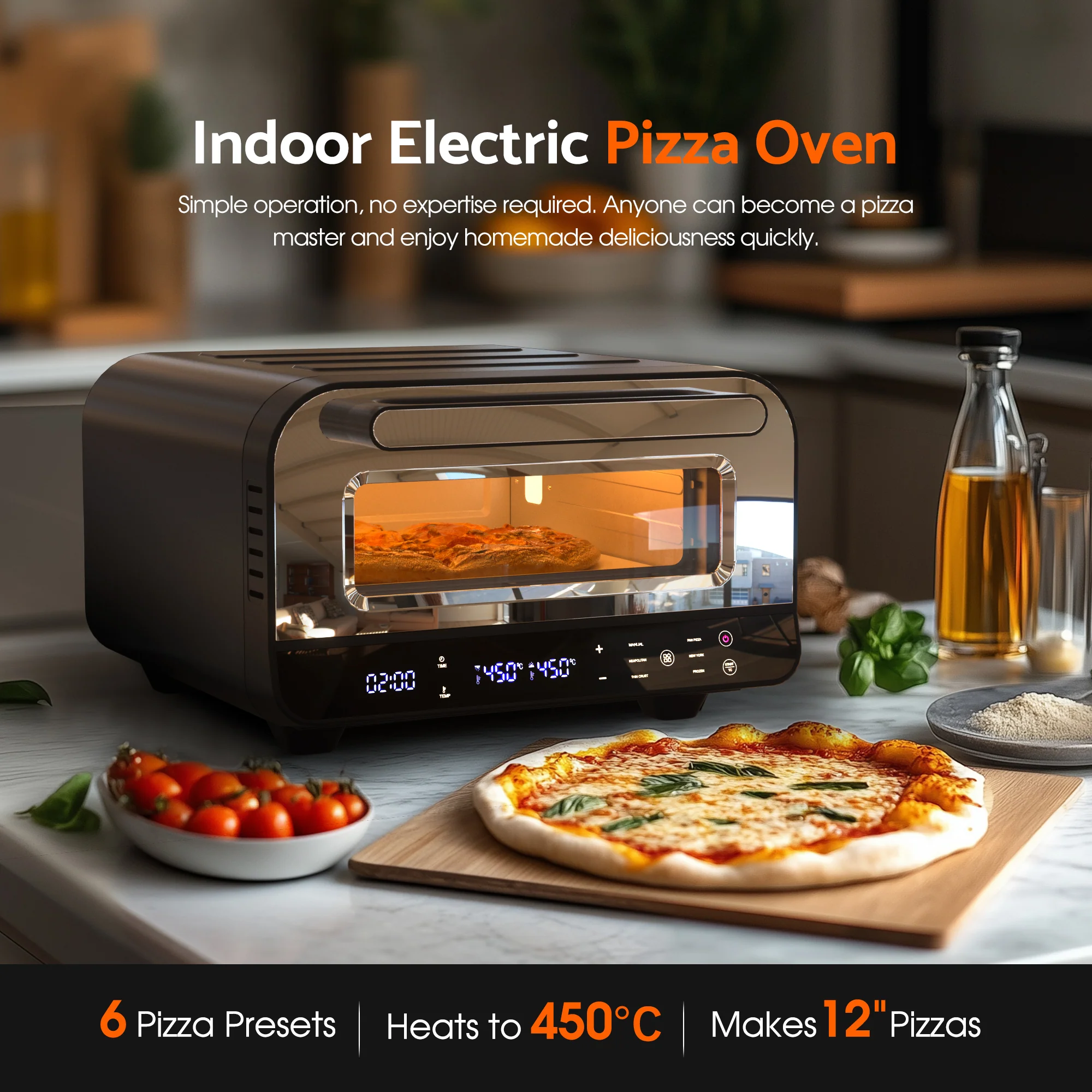 Countertop Pizza Oven 1700W Electric Pizza Maker