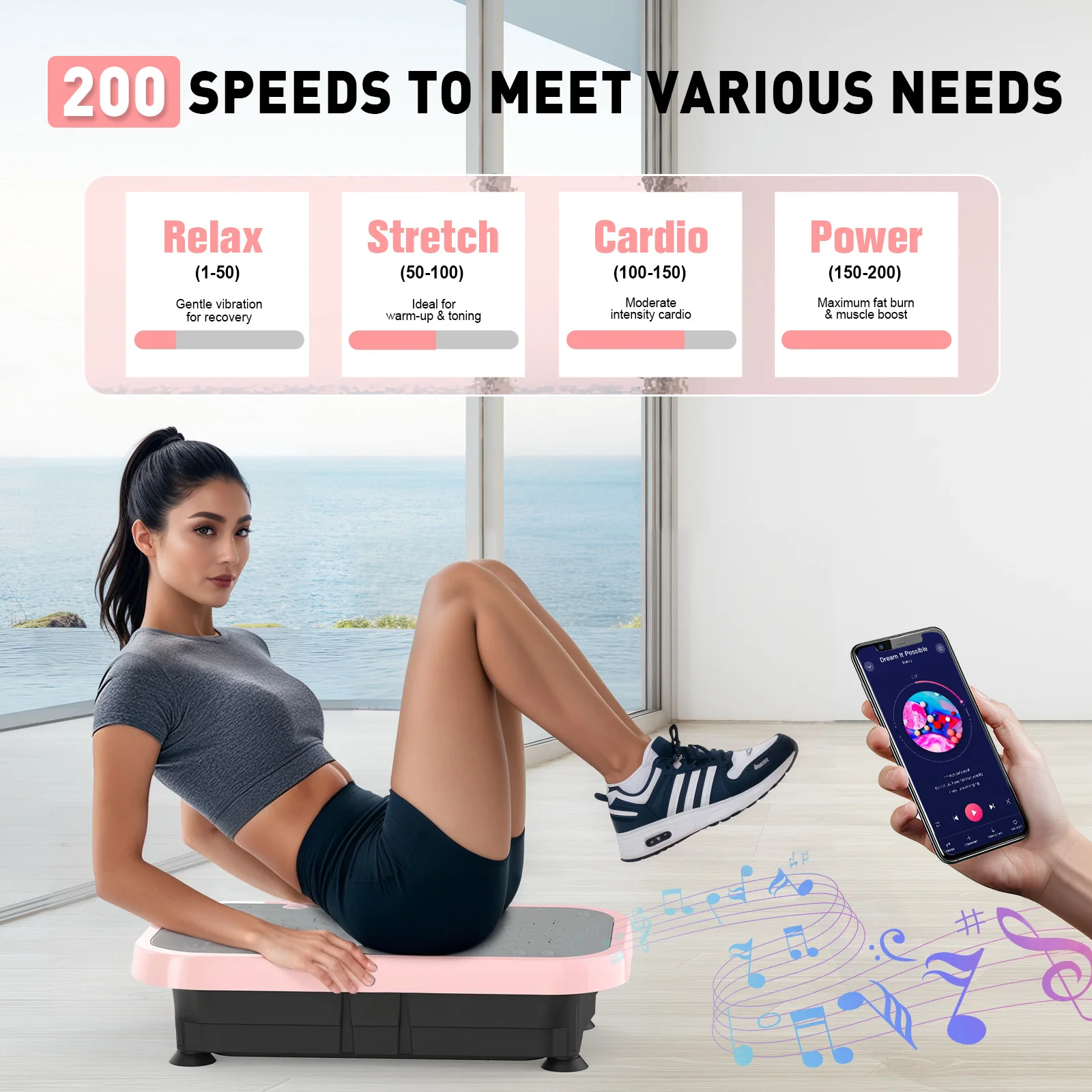 Vibration Plate Exercise Machine 150kg Capacity
