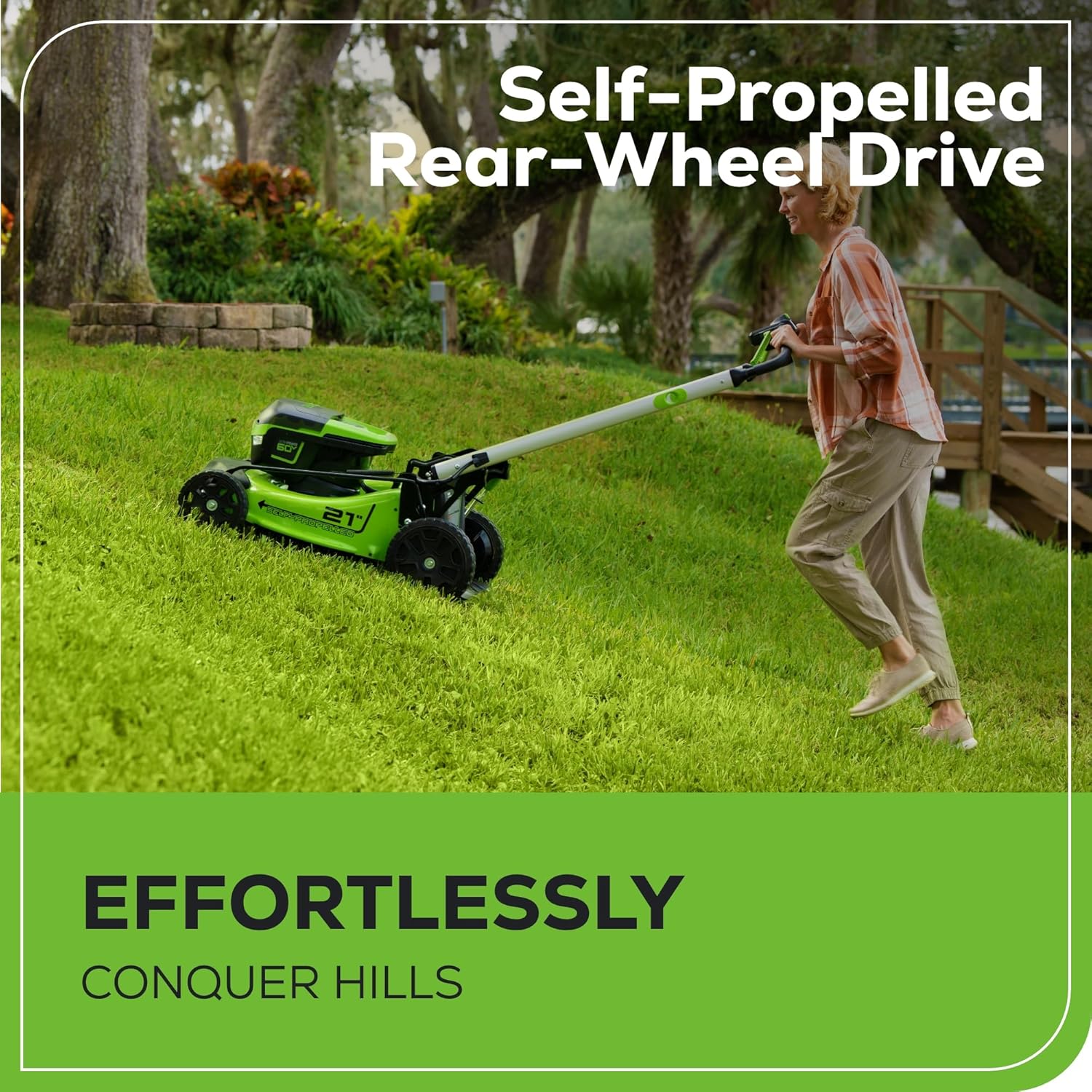 60V 21 Cordless (Self-Propelled) Lawn Mower . 2 x 4.0Ah Batteries and Dual Port Rapid Charger