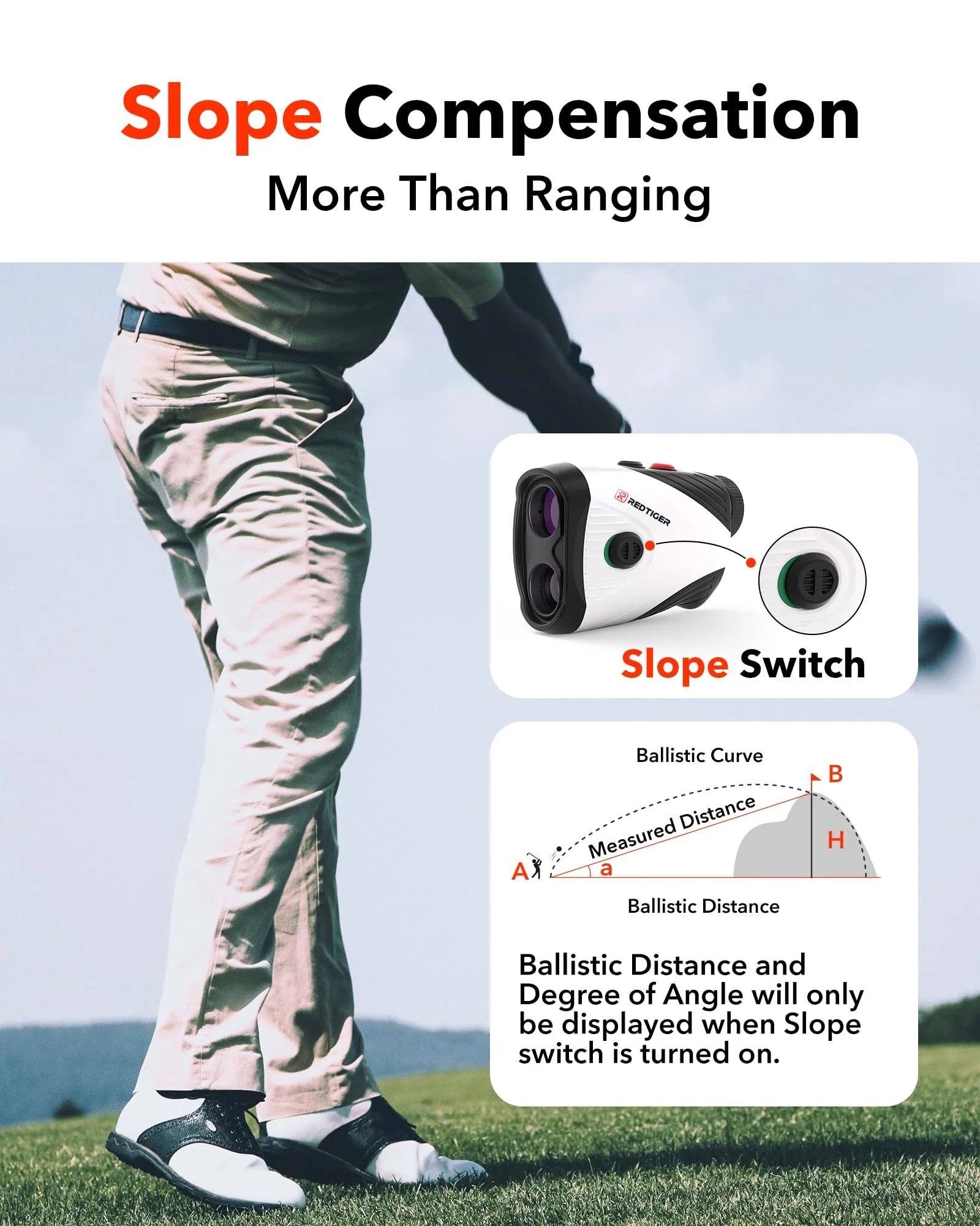 REDTIGER 1200 Yards Laser Range Golf Rangefinder with Slope