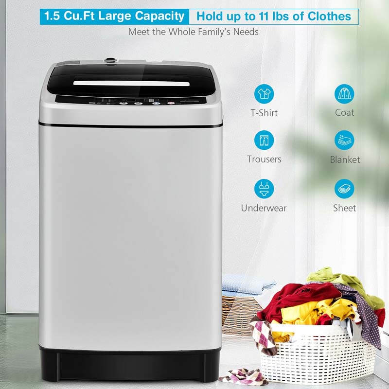 11 LBS Full-Automatic Portable Washing Machine, Top Load All In One Washer Dryer Combo
