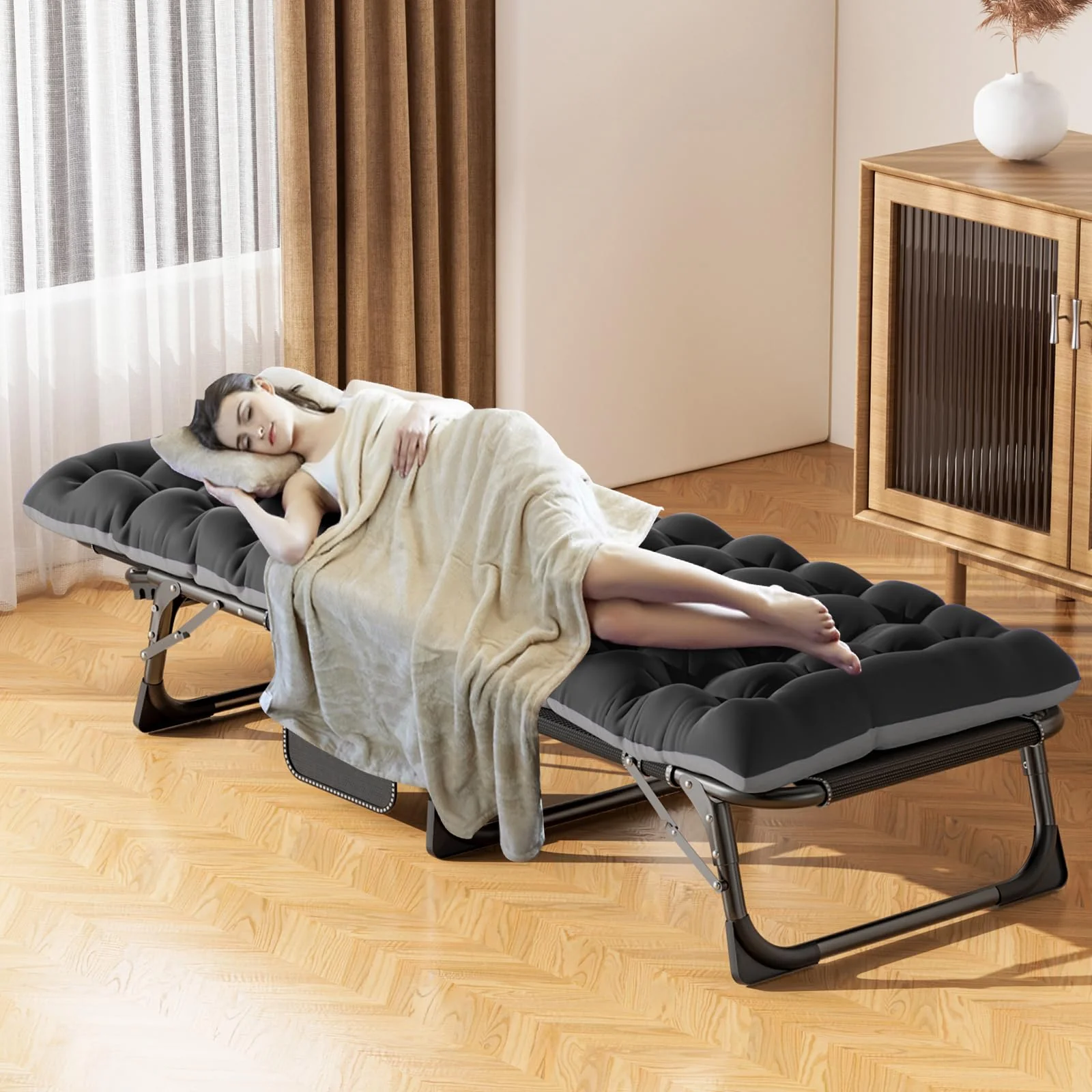 ABORON Folding Camping Cots for Adults with Mattress Carrying Bag