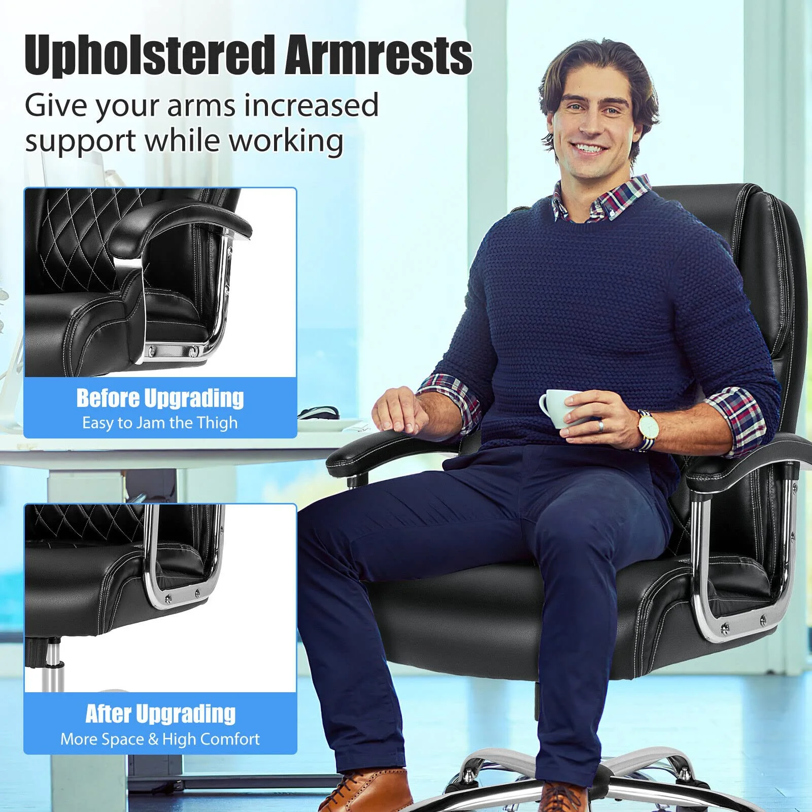 Giantex Big & Tall Office Chair, Height Adjustable Executive Chair