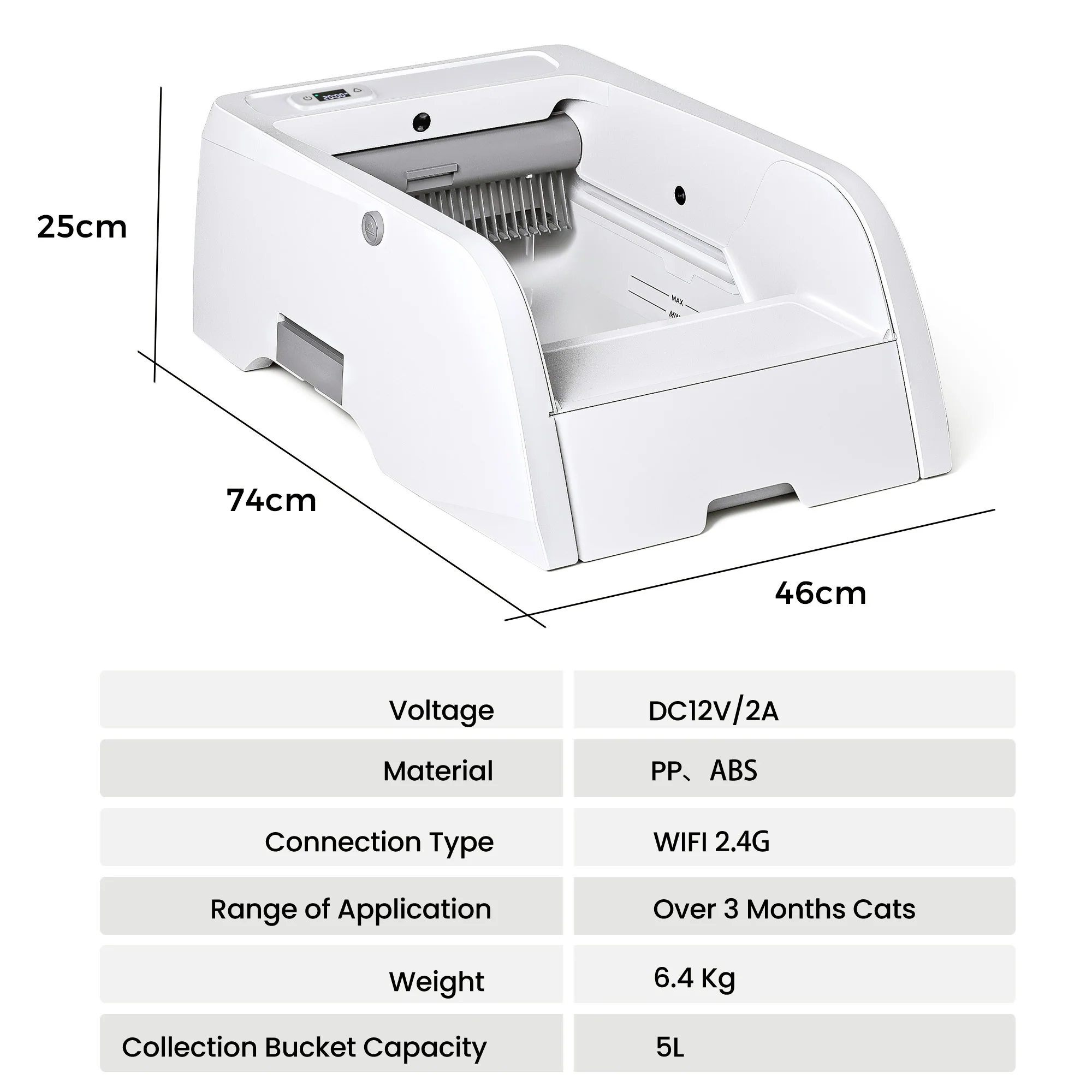 Self Cleaning Cat Litter Box with App Control