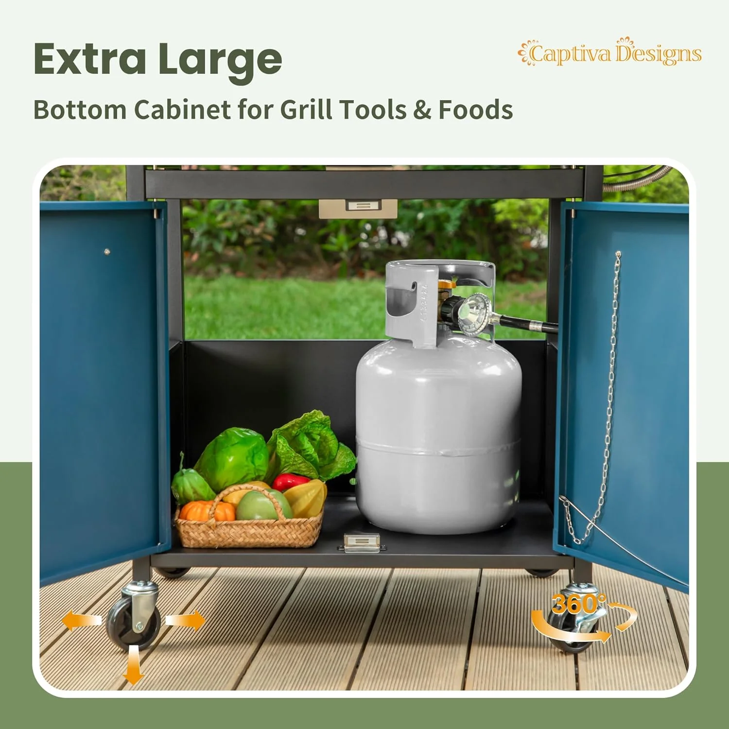 Burner Propane Gas BBQ Grill with Side Burner & Porcelain-Enameled Cast Iron Grates, 42,000 BTU Output Stainless Steel Grill for Outdoor Cooking Kitchen and Patio Backyard Barbecue-Captiva