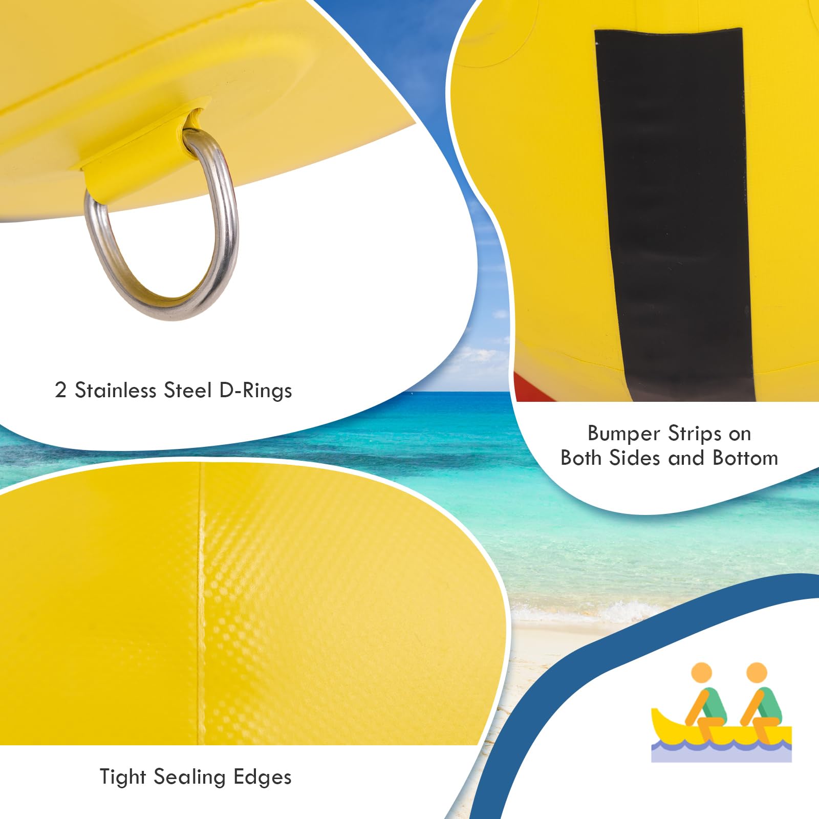 Inflatable Towable Tubes for Boating, 1-3 Rider Hot Dog Tube w/Electric Air Pump, Carrying Bag