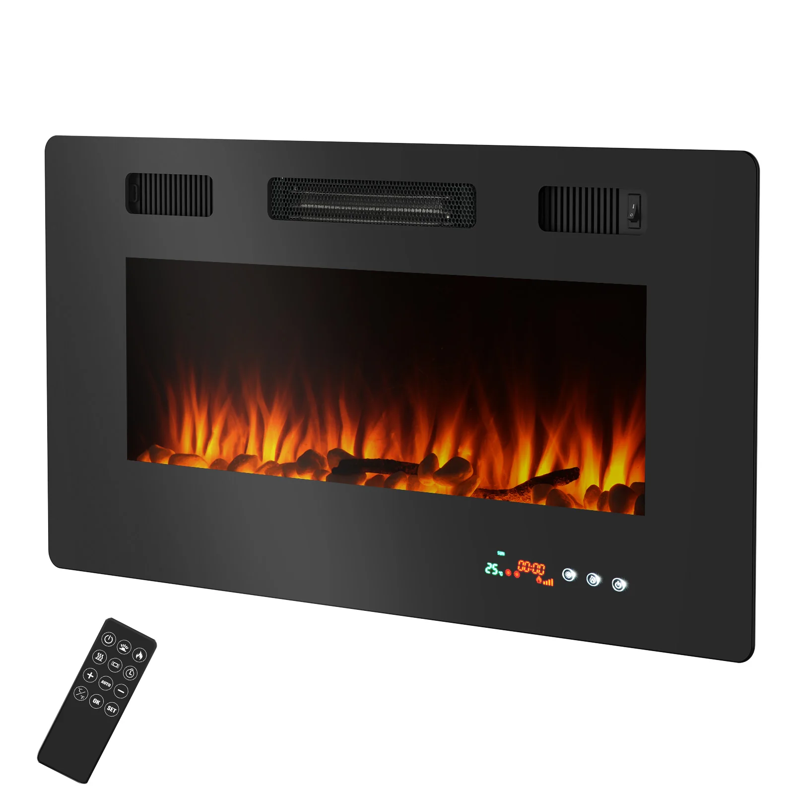 Electric Fireplace Heater Wall Recessed