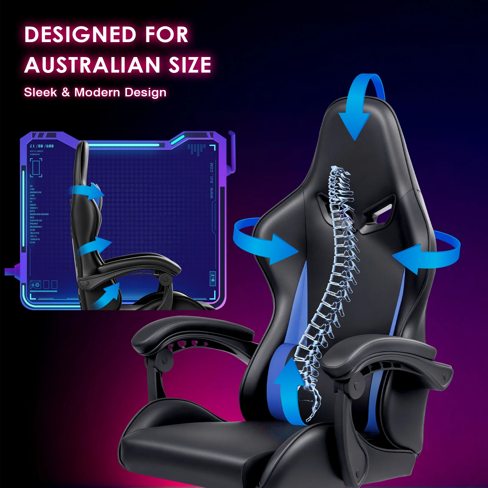 Gaming Desk and Gaming Chair Set Black & Blue