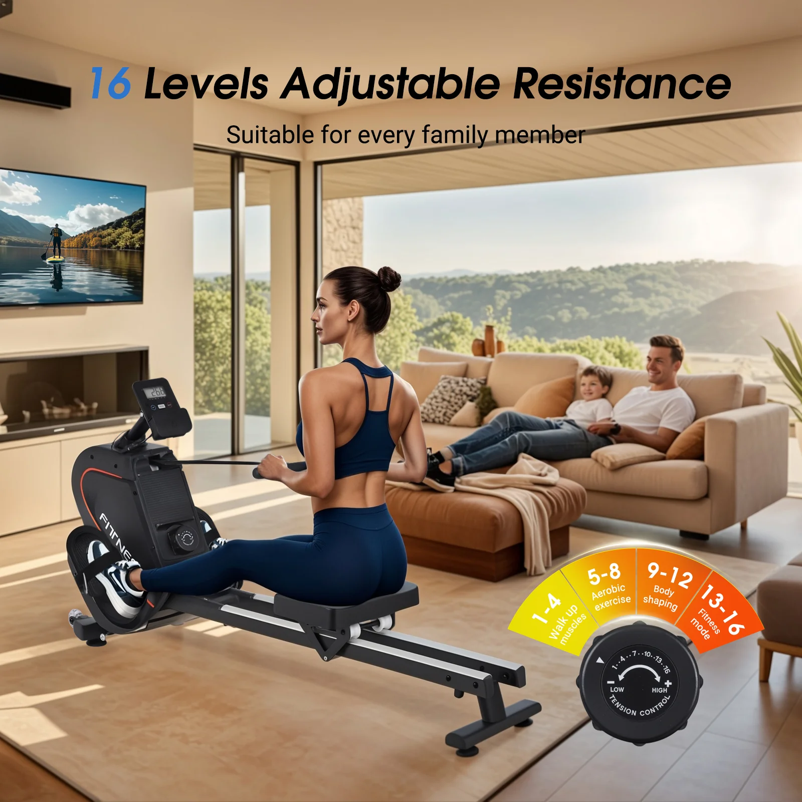 Magnetic Rowing Machine 16-Level Resistance