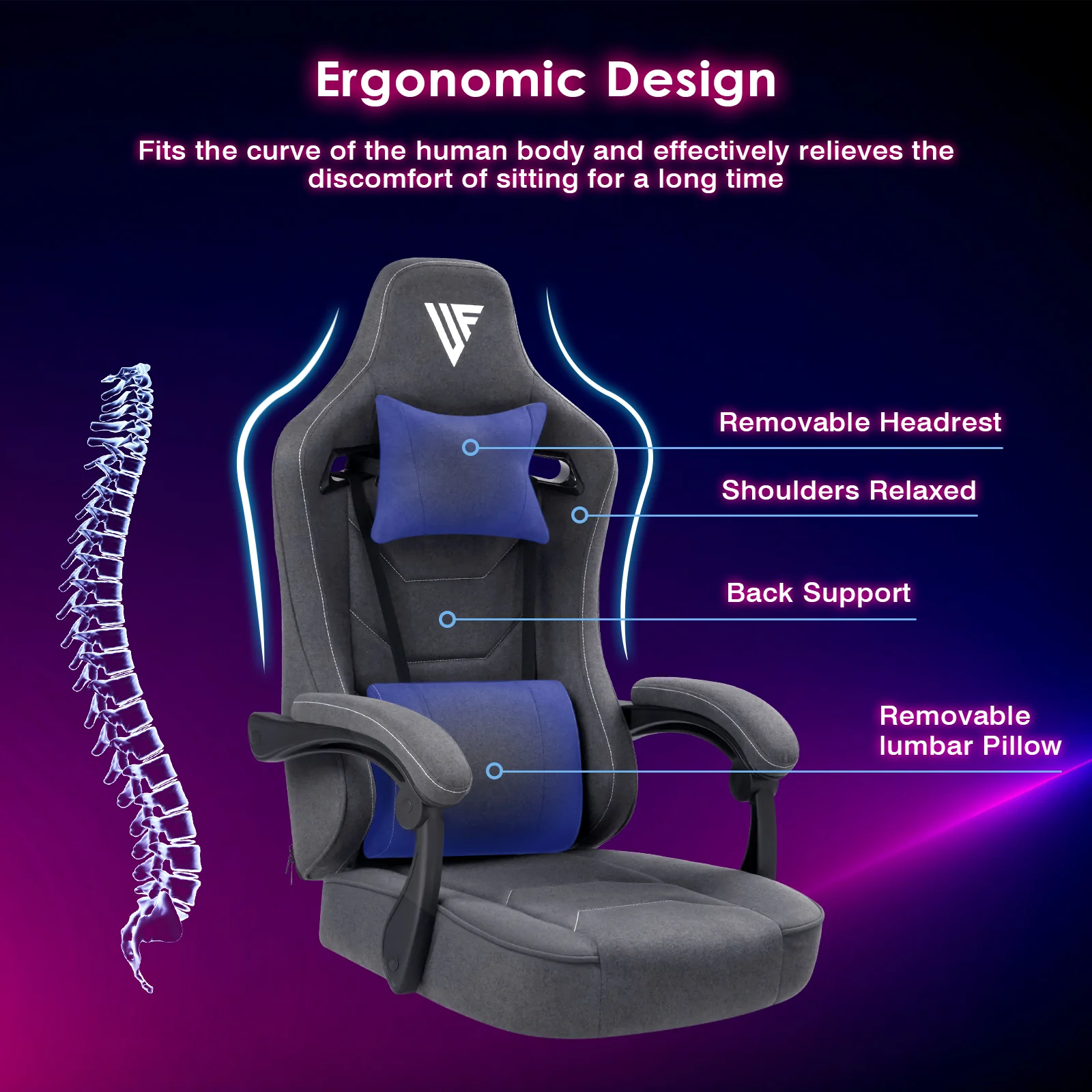 Gaming Chair with Footrest Linen Fabric