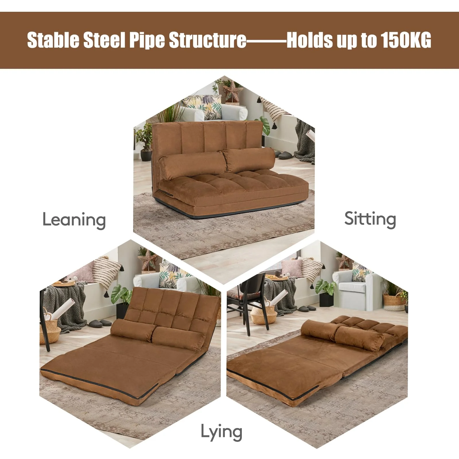 Giantex Adjustable Floor Sofa 6-Position Foldable Lazy Sofa Bed with Detachable Cloth Cover