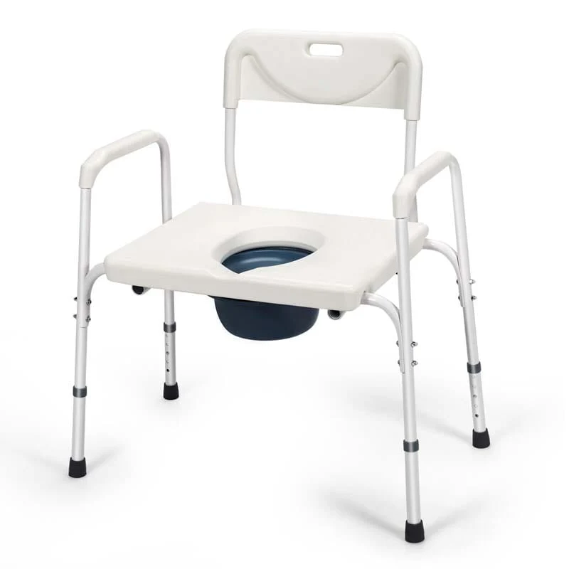 3-in-1 Bedside Commode Chair, Height Adjustable Toilet Seat, Portable Toilet Bath Shower Chair for Elders