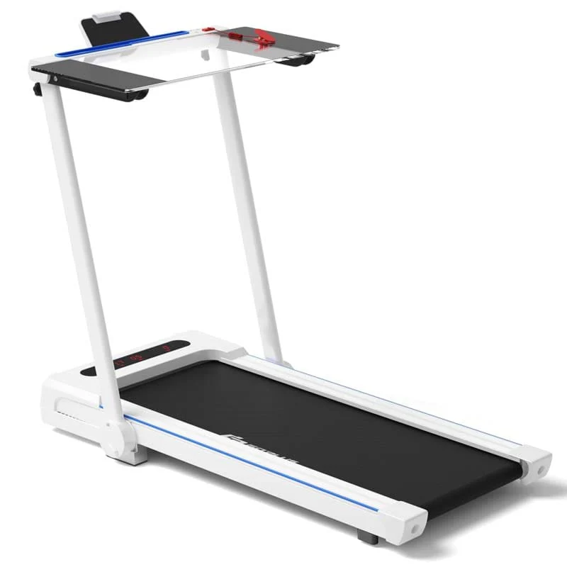 3-in-1 Folding Treadmill with Large Desk, 2.25HP Under Desk Treadmill, Workout Running Machine for Home Gym Office with LCD Speakers