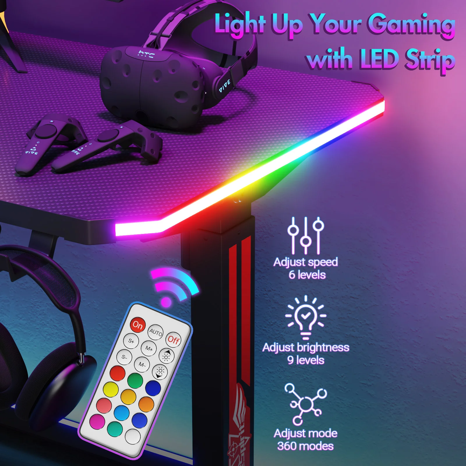 Electric Standing Gaming Desk RGB LED 120cm