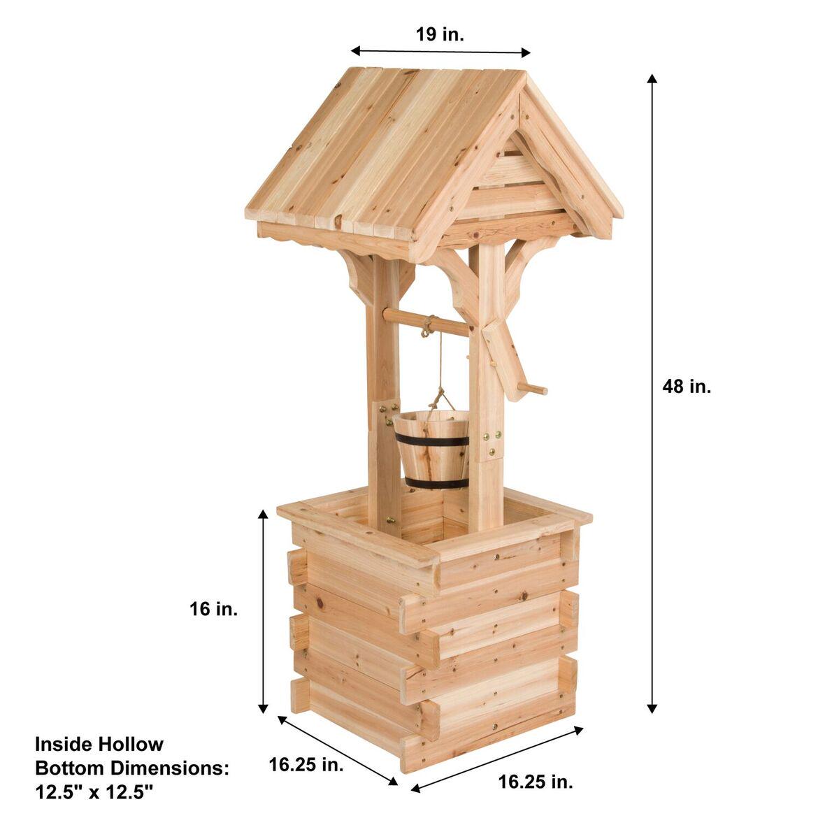 Shine Company Decorative Cedar Wishing Well, 48��� Brown Wood, Garden Ornament