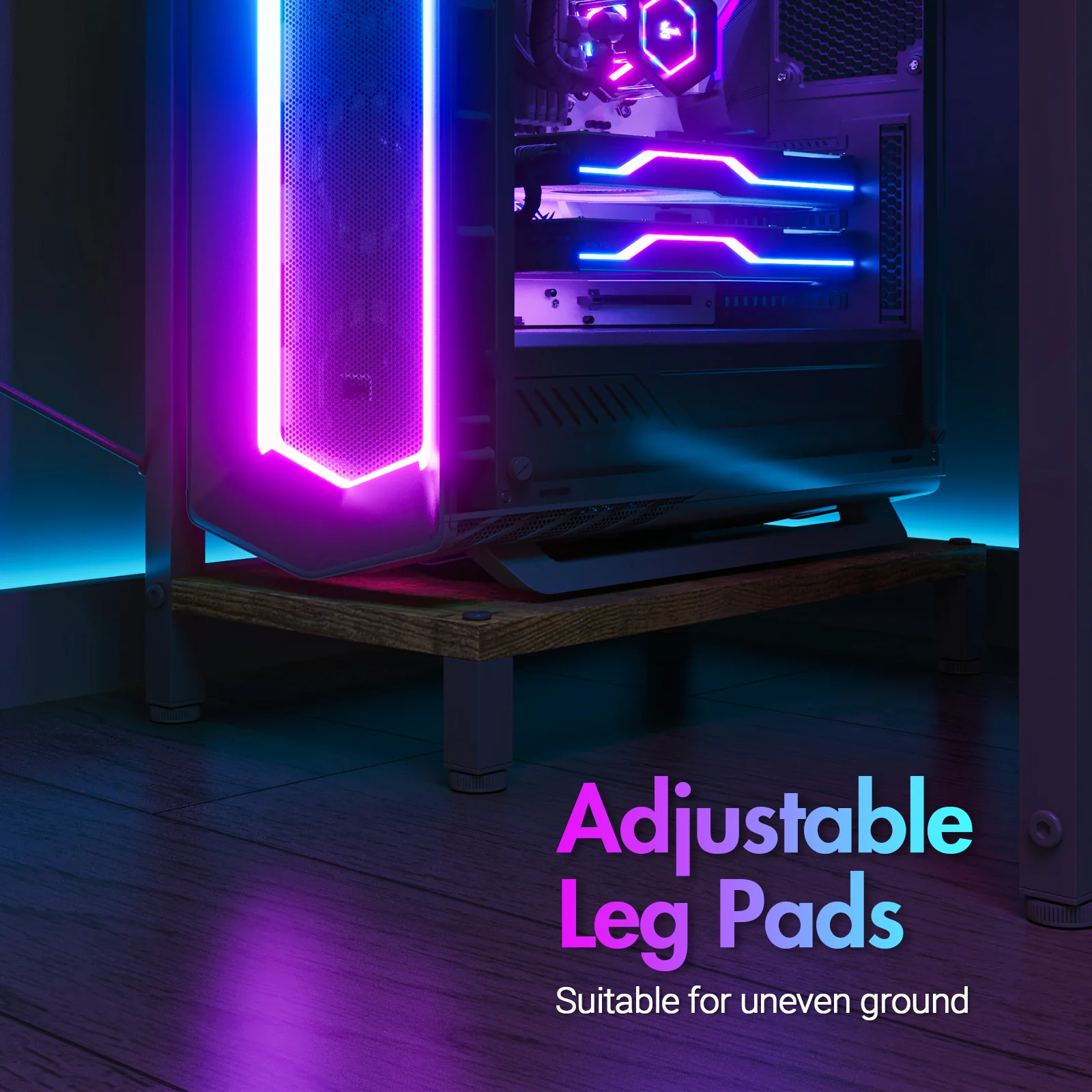 L Shaped Gaming Desk with LED Lights