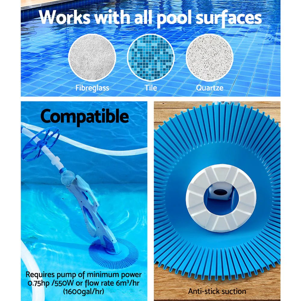 Aqua Buddy Swimming Pool Cleaner Automatic Vacuum Suction 10M Hose