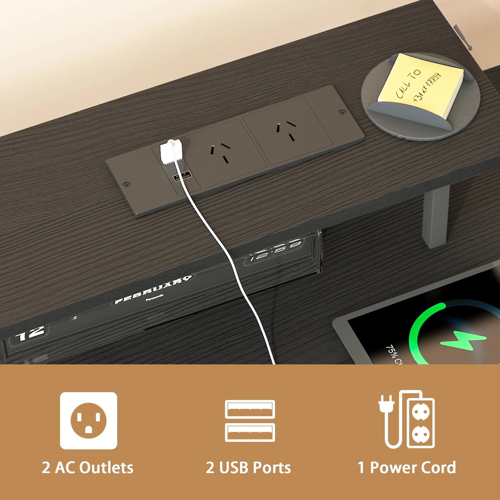 Gaming Desk with LED Lights with Monitor Stand 137cm