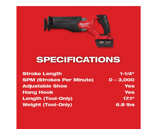 2821-21 M18  18V Lithium-Ion Brushless Cordless  Reciprocating Saw Kit W/one 5.0 Ah Batteries, Charger and Case
