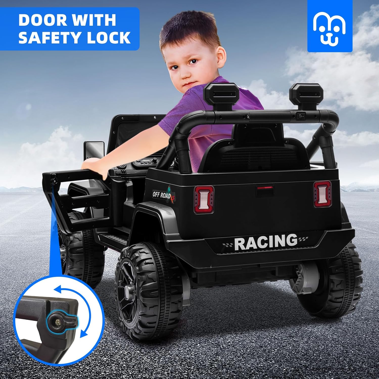 12V Kids Electric Ride on Truck Car Remote Control, Twin 35W Motors 3.5MPH Max Speed, Bluetooth USB Music Player, 4 Wheels Suspension LED Lights Safety Belt, Gift for Boy & Girl-Rosy