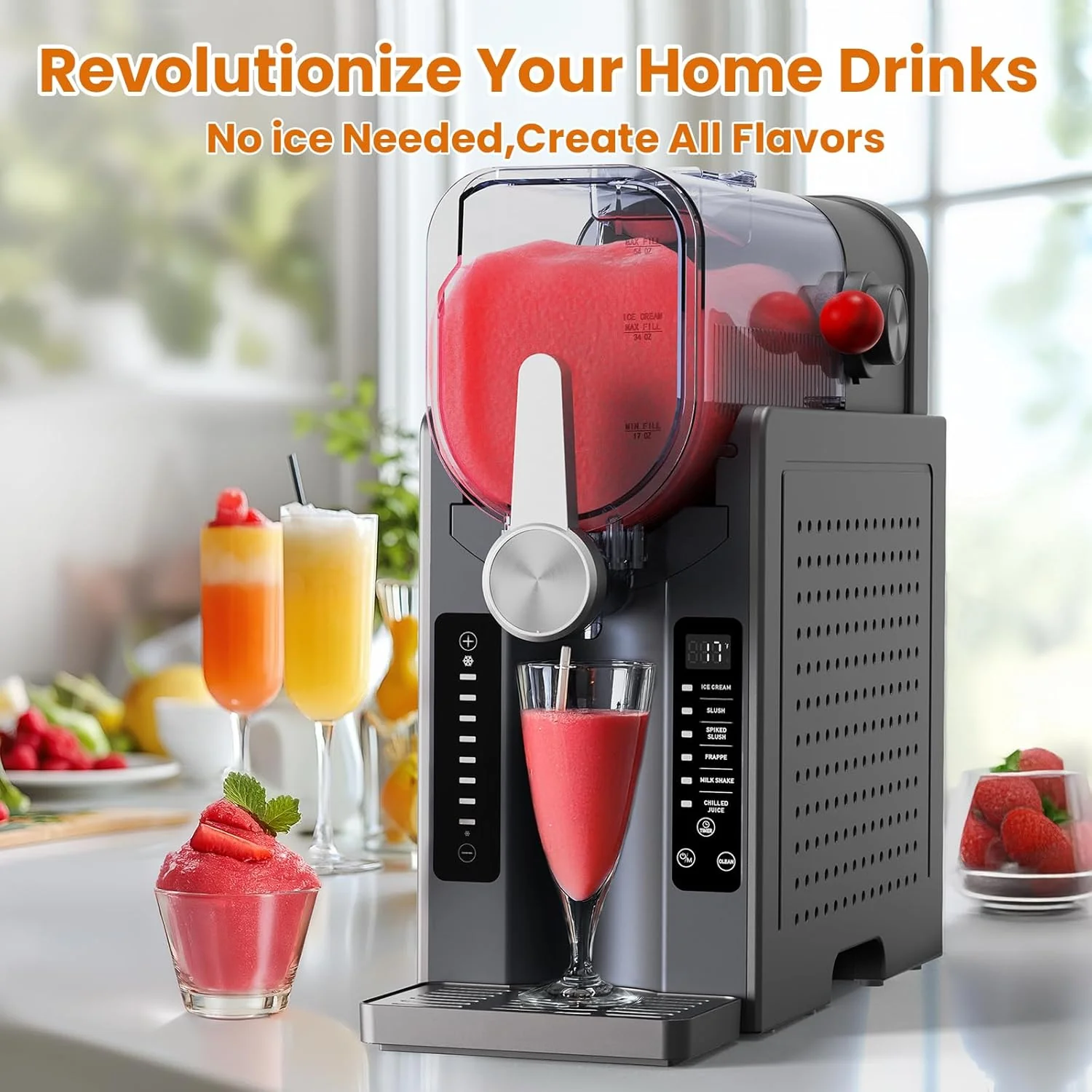 Slushie Machine - Professional Frozen Drink Maker No Ice Needed- Slushy Machine for Home with LED Display - One-Touch Reservation & 6 Pre-set Programs for Frozen Margaritas, Frapp��s & Ice Cream