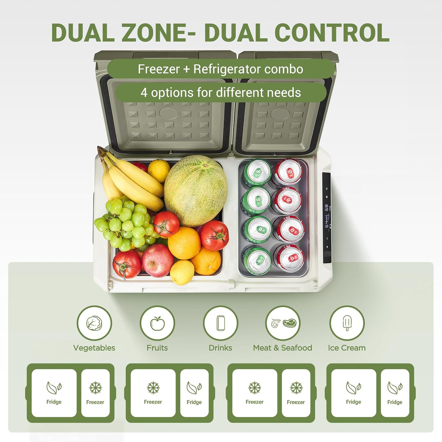 BODEGACOOLER Car Refrigerator, Car Fridge Dual Zone for Outdoor Camping Travel Vehicles Home Use