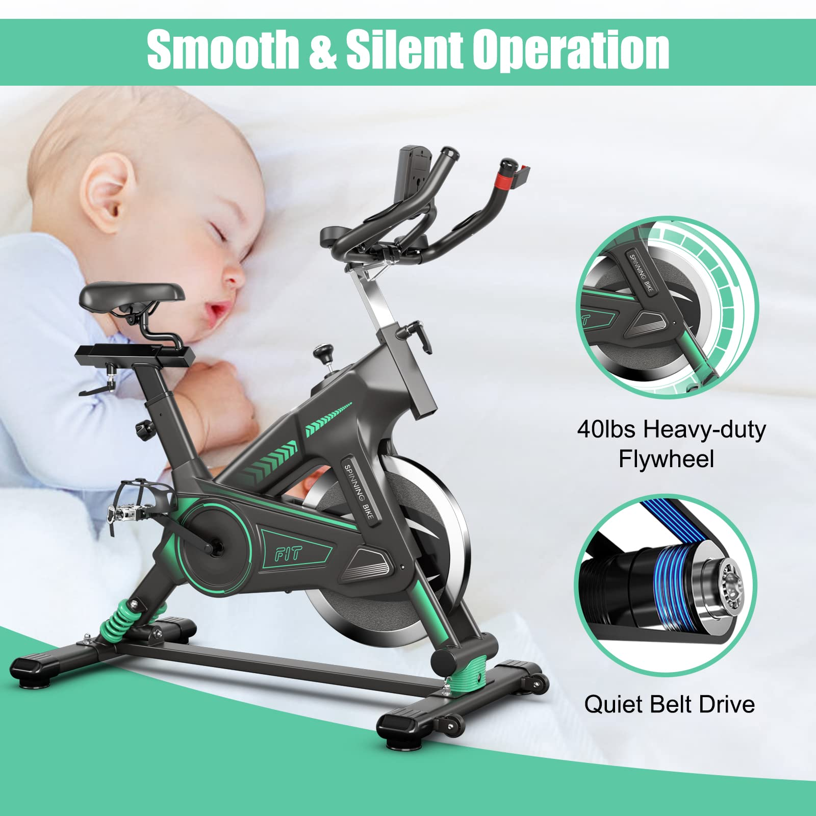 Indoor Cycling Bike, Stationary Exercise Bike Workout Bike with Device Holders