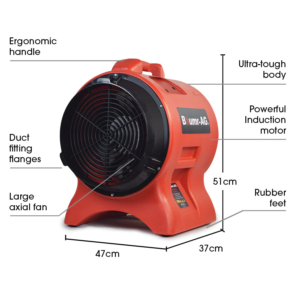 Baumr-AG 300mm 12 inch Portable Air Blower Mover Axial Ventilation Extraction Fan