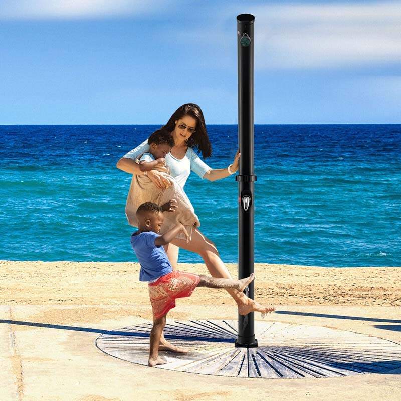 7.2 FT 5.3 Gallon Outdoor Solar-Heated Shower with 360�� Rotating Shower Head & Foot Shower for Poolside Beach