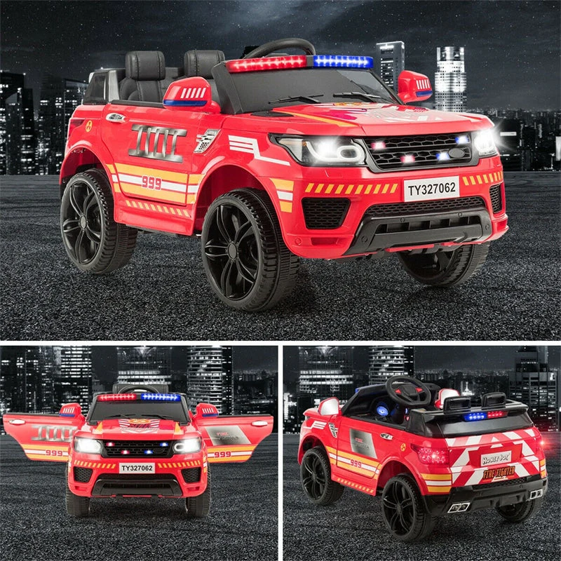 Kids Ride On Police Car 12V Battery Powered Electric Riding Toy Truck Car with LED Siren Flashing Light