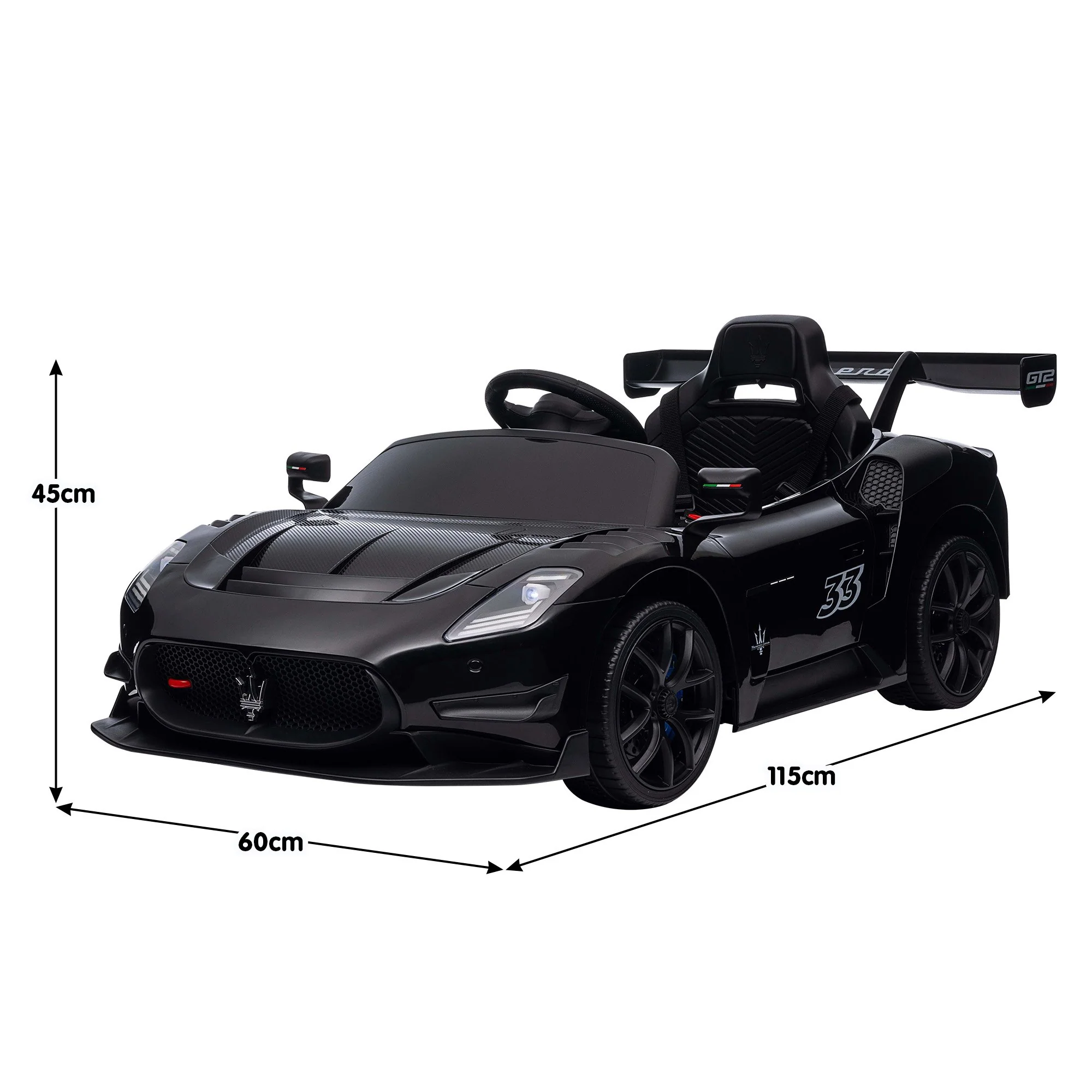 Kahuna Maserati MC20 GT2 Licensed Electric Kids Ride On Race Car Black