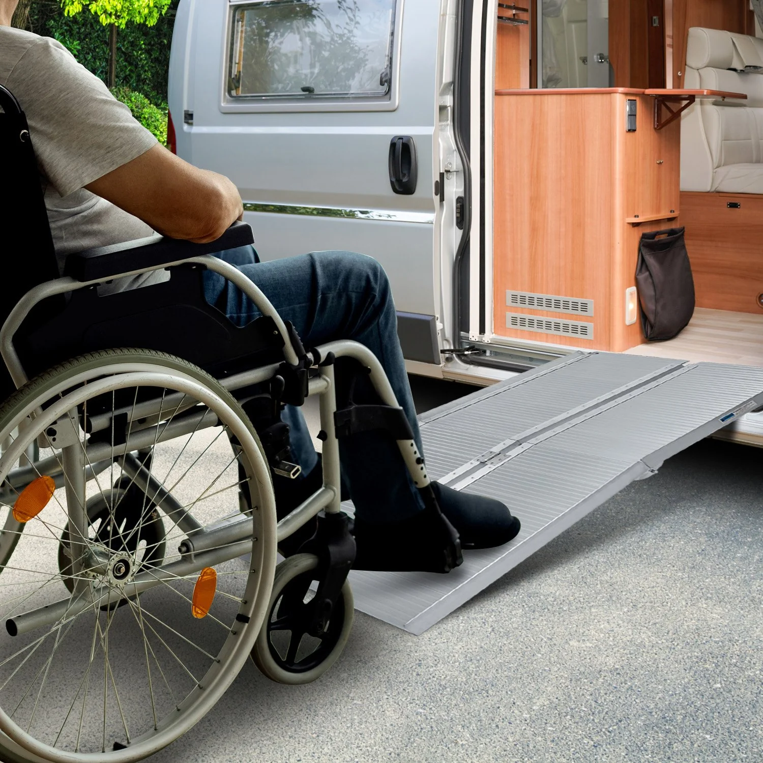 Kartrite 4ft Aluminium Foldable Wheelchair Ramp Non-Slip R02 Silver