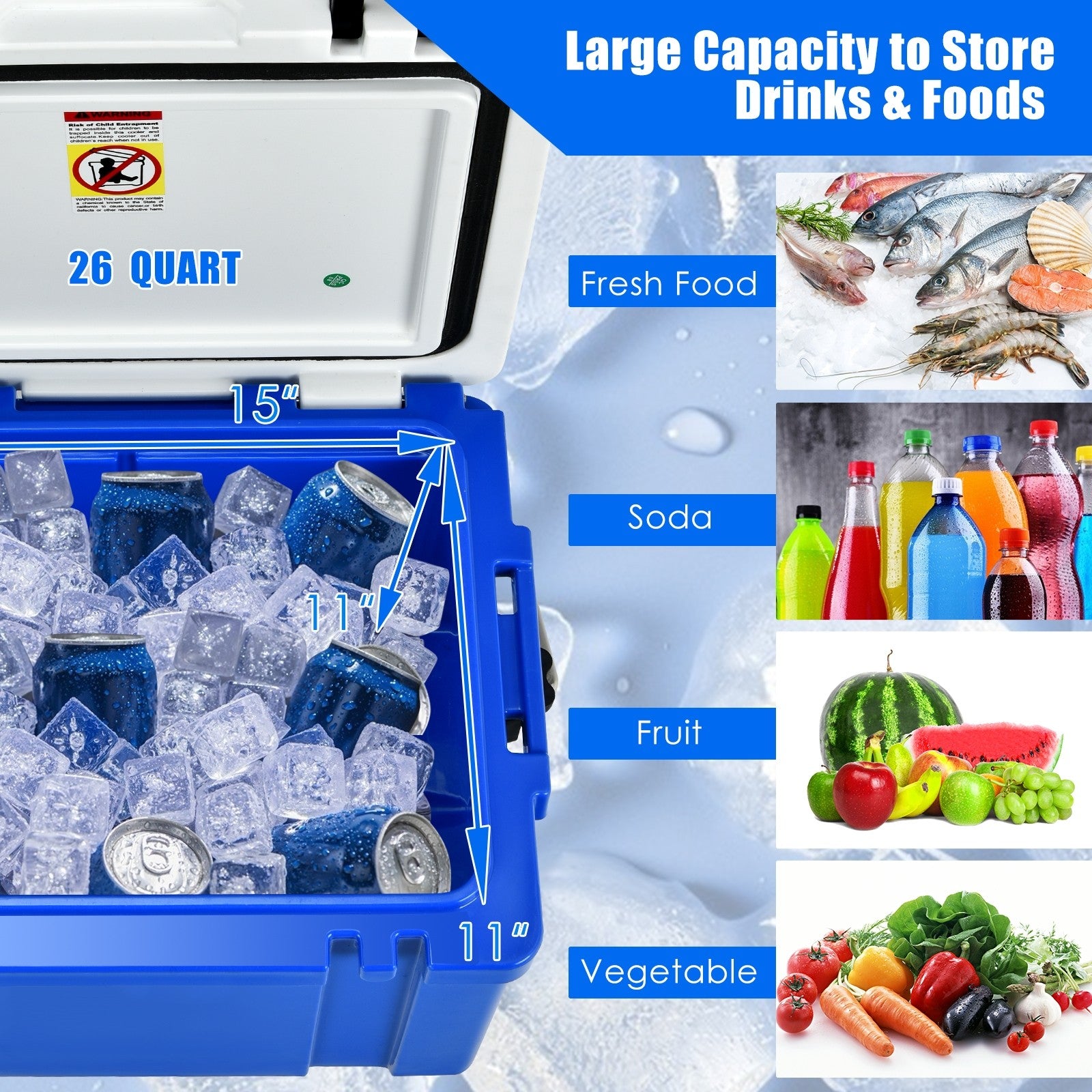 Camping Cooler, 26/58/79 Quart 4-Day Ice Retention