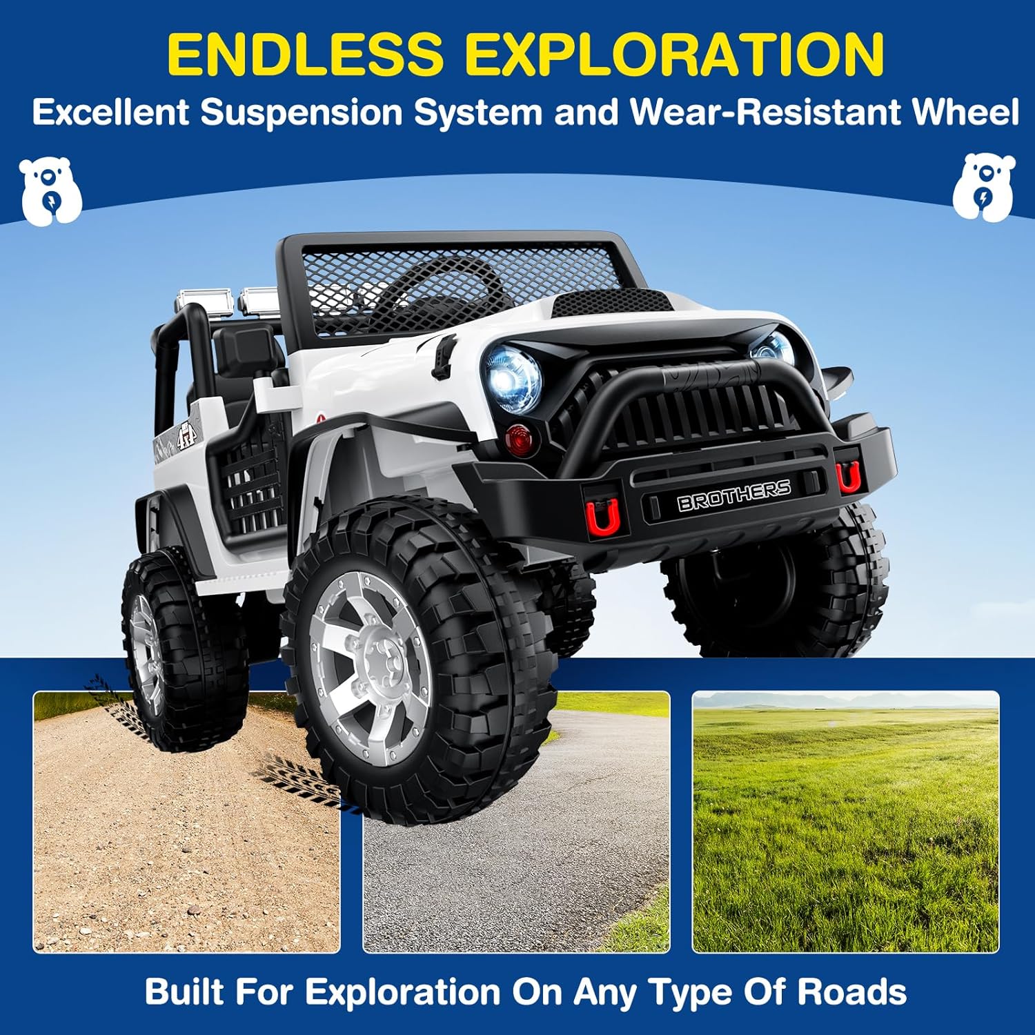 L8 Ride On Car, 2 Seater, 12V Kids Electric Car w/Remote Control, 4-Wheel Suspension, Bluetooth Speaker, Multi Music Modes, 3 Speeds, LED Lights, Xmas & Birthday Gift Ideas for Kids Ages 3+