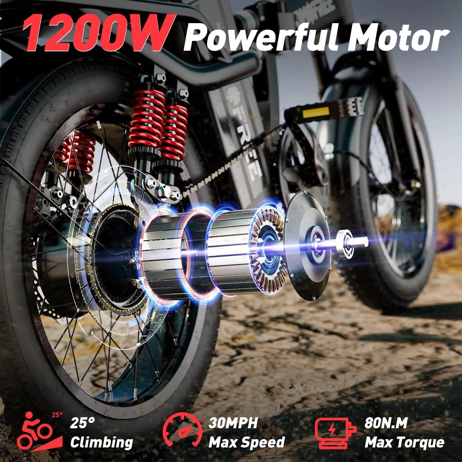T1 Electric Bike for Adults 1200W Motor, 31MPH, 48V 20AH Folding E-Bike,16 * 3