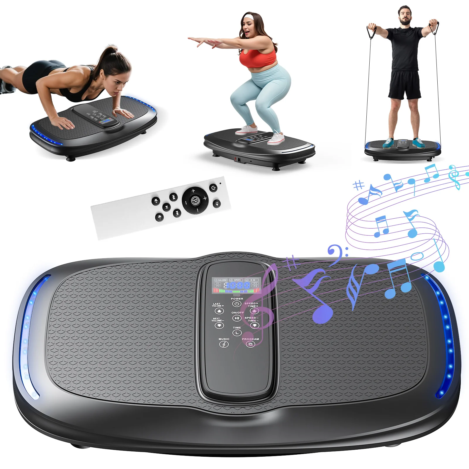Extra-Wide Vibration Plate Exercise Machine 80cm
