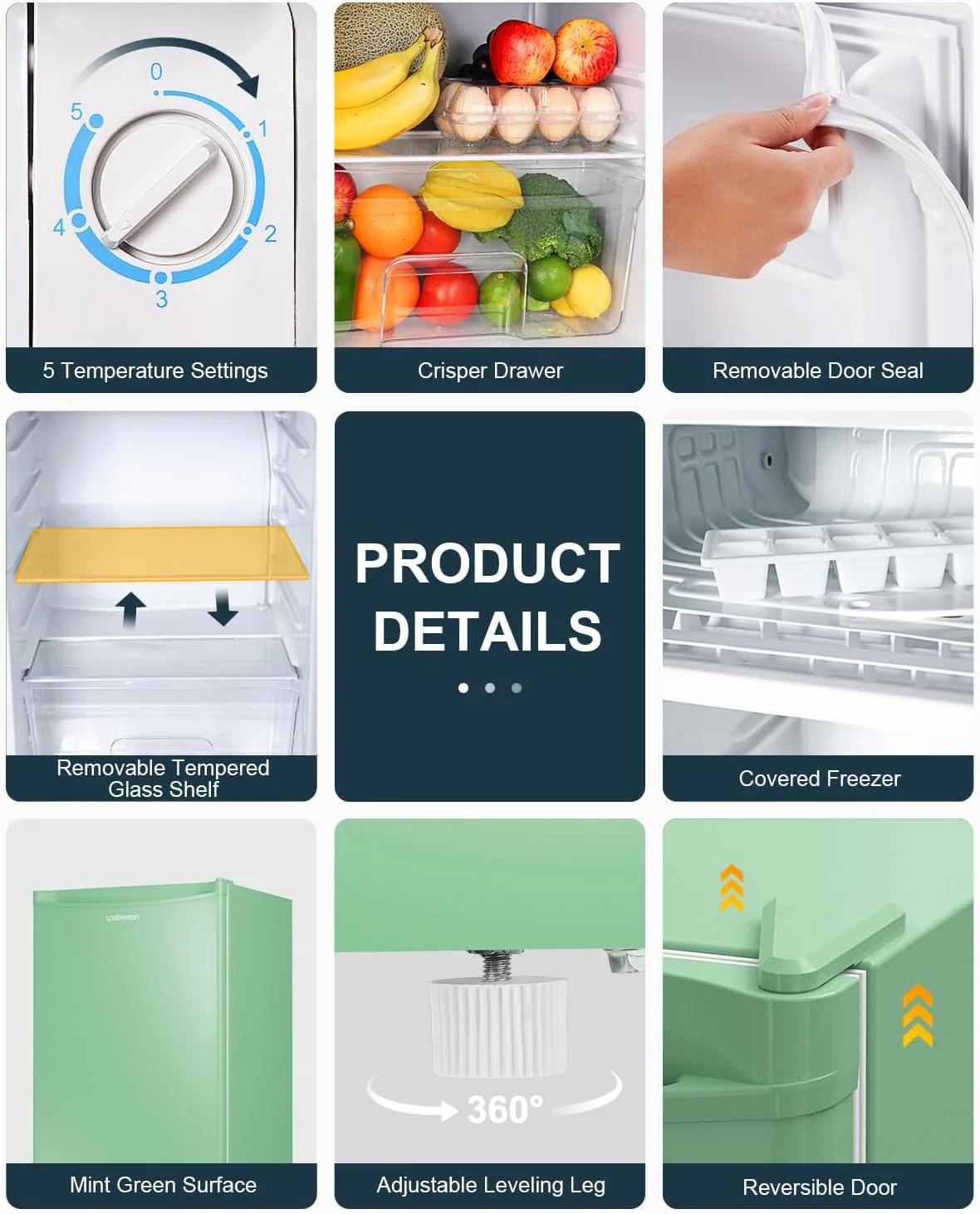 3.2 Cu.Ft Mini Fridge with Freezer �C Single Door Compact Refrigerator for Dorm, Bedroom, or Office �C Adjustable Thermostat, Black (BR321)