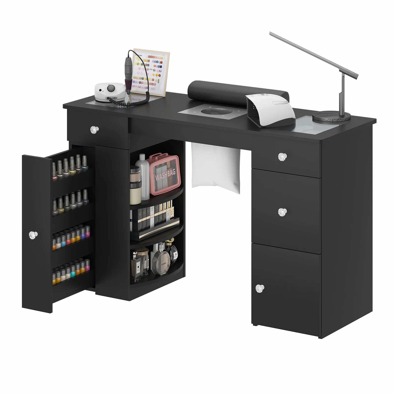 Manicure Table Glass Top w/Dust Collector