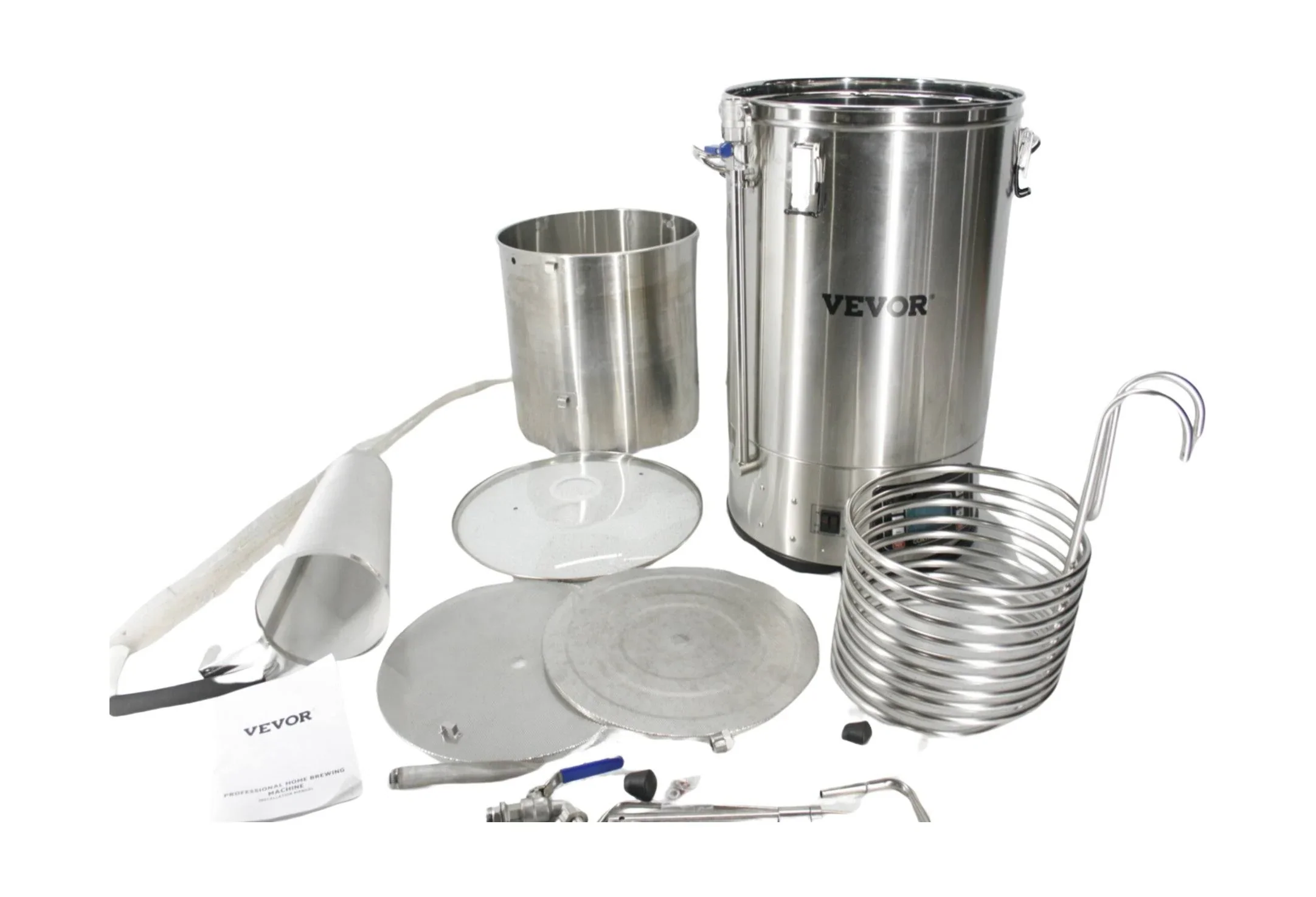 VEVOR Electric Brewing System 9.2 Gal/35 L Brewing Pot All-in-One Home Beer Brewer w/Pump - 9.6Gal