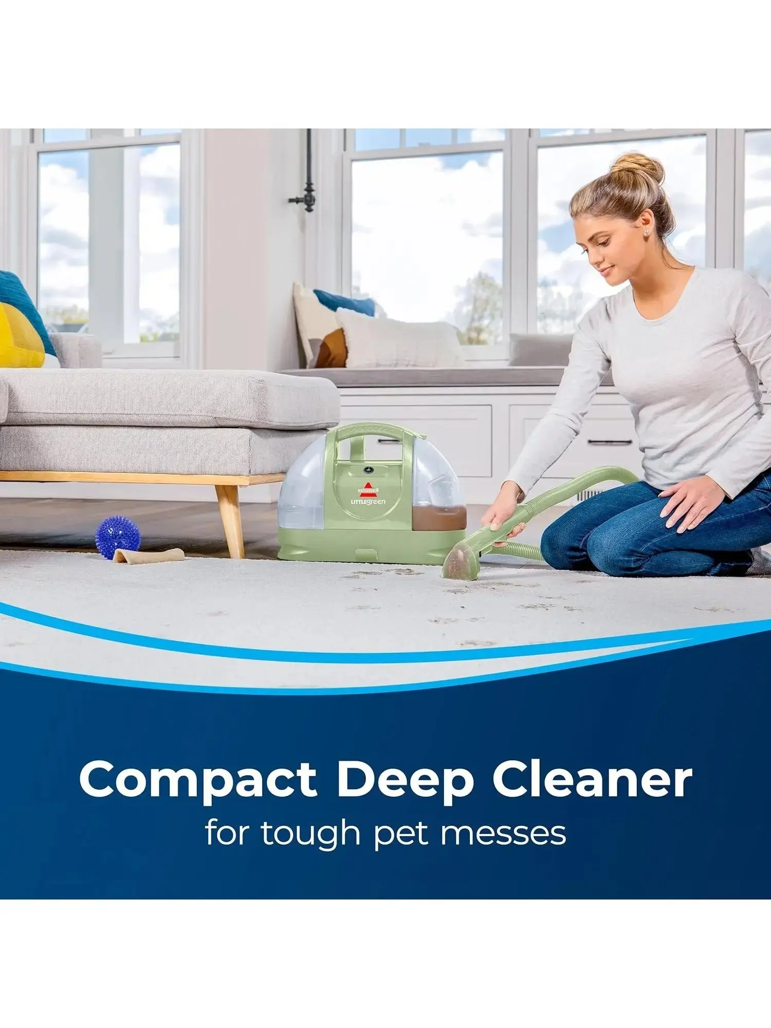 Bissell Little Green Portable Carpet & Upholstery Cleaner with Specialty Tools, 48 oz Tank, Green, 1400B