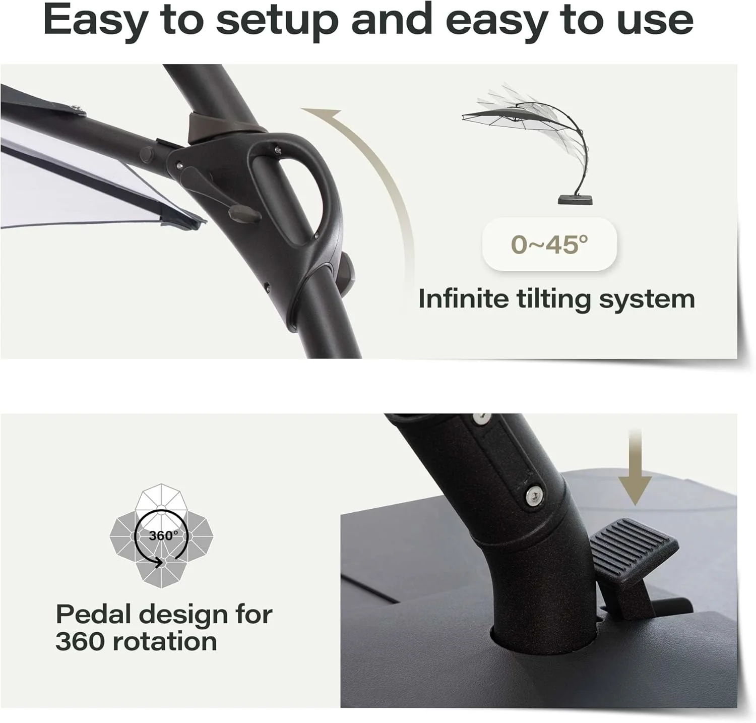 LAUSAINT HOME Outdoor Patio Umbrella with Base included, 11 FT Deluxe Curvy Cantilever Umbrella Heavy Duty Offset Hanging Umbrella with 360�� Rotation for Market, Pool, Garden, Backyard, Deck (Beige)