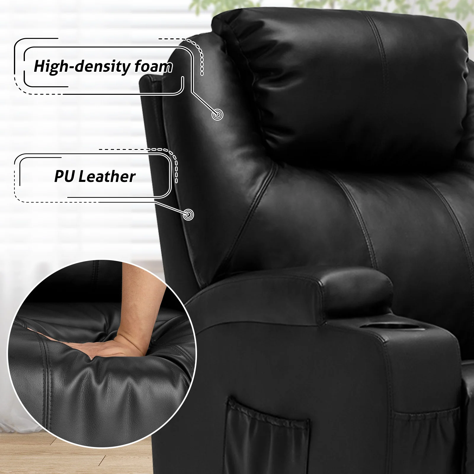Recliner Massage Chair Sofa PU Leather