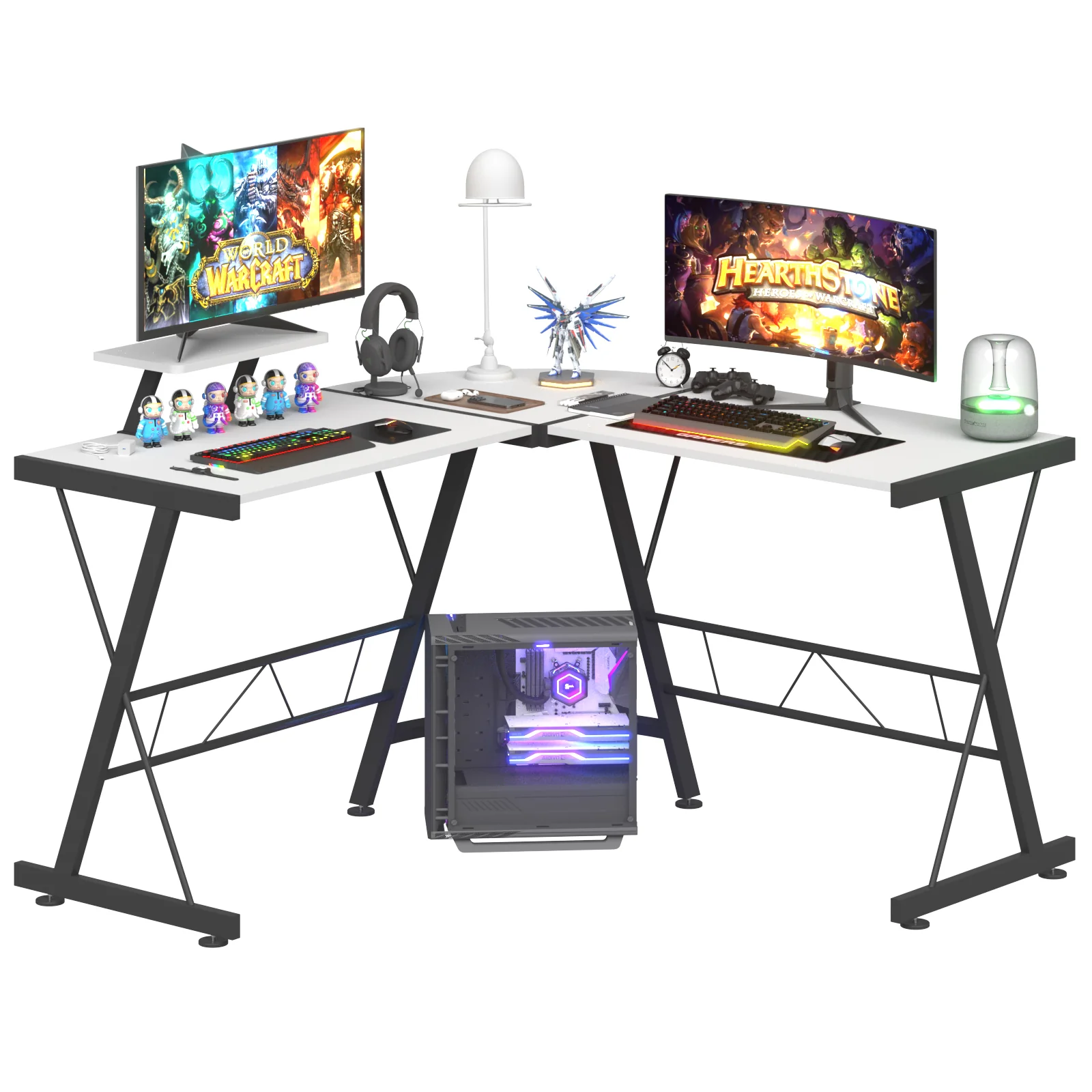 L-Shaped Corner Desk with Laptop Stand