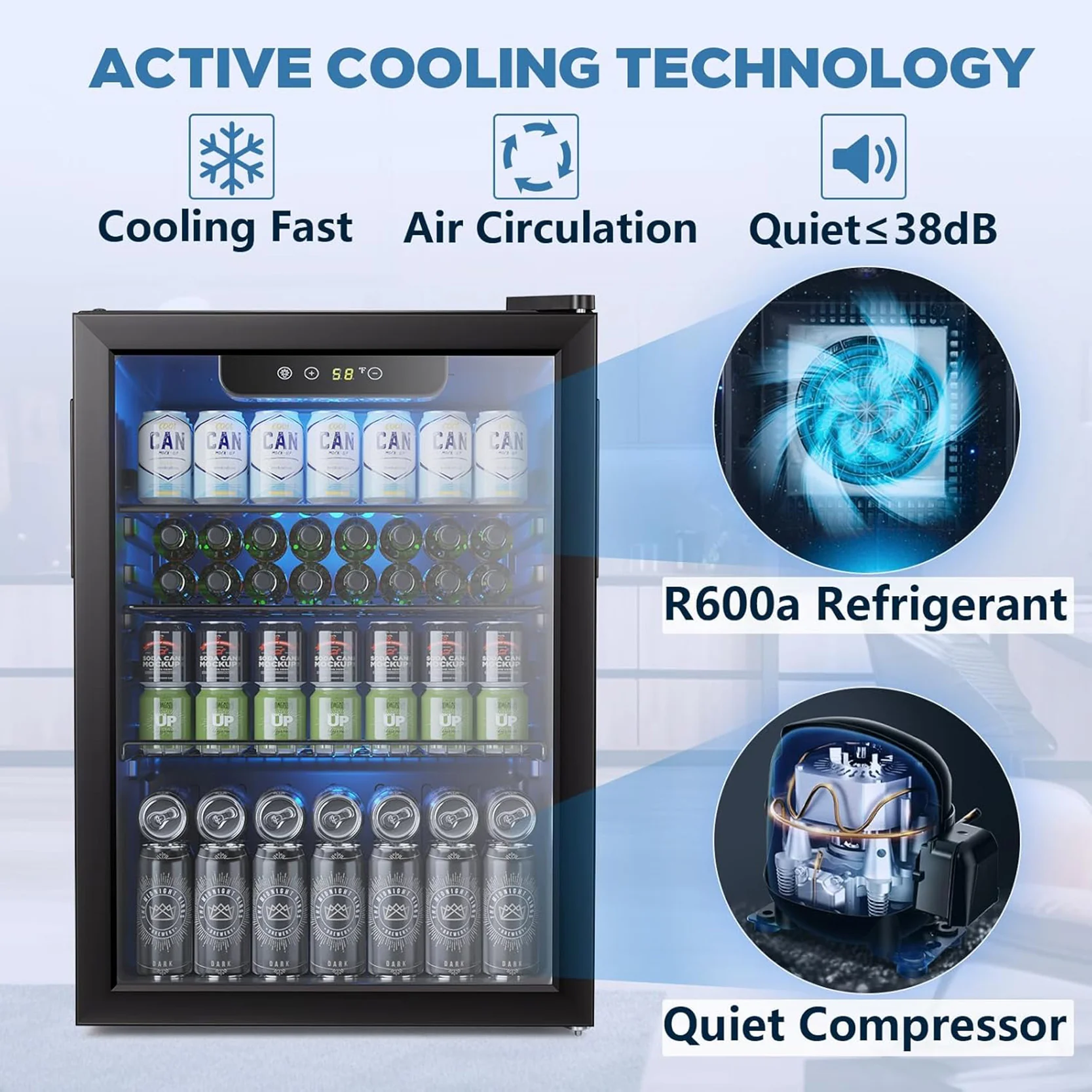 4.4/3.2/2.6 Cu.Ft Beverage Refrigerator Cooler, Reversible door