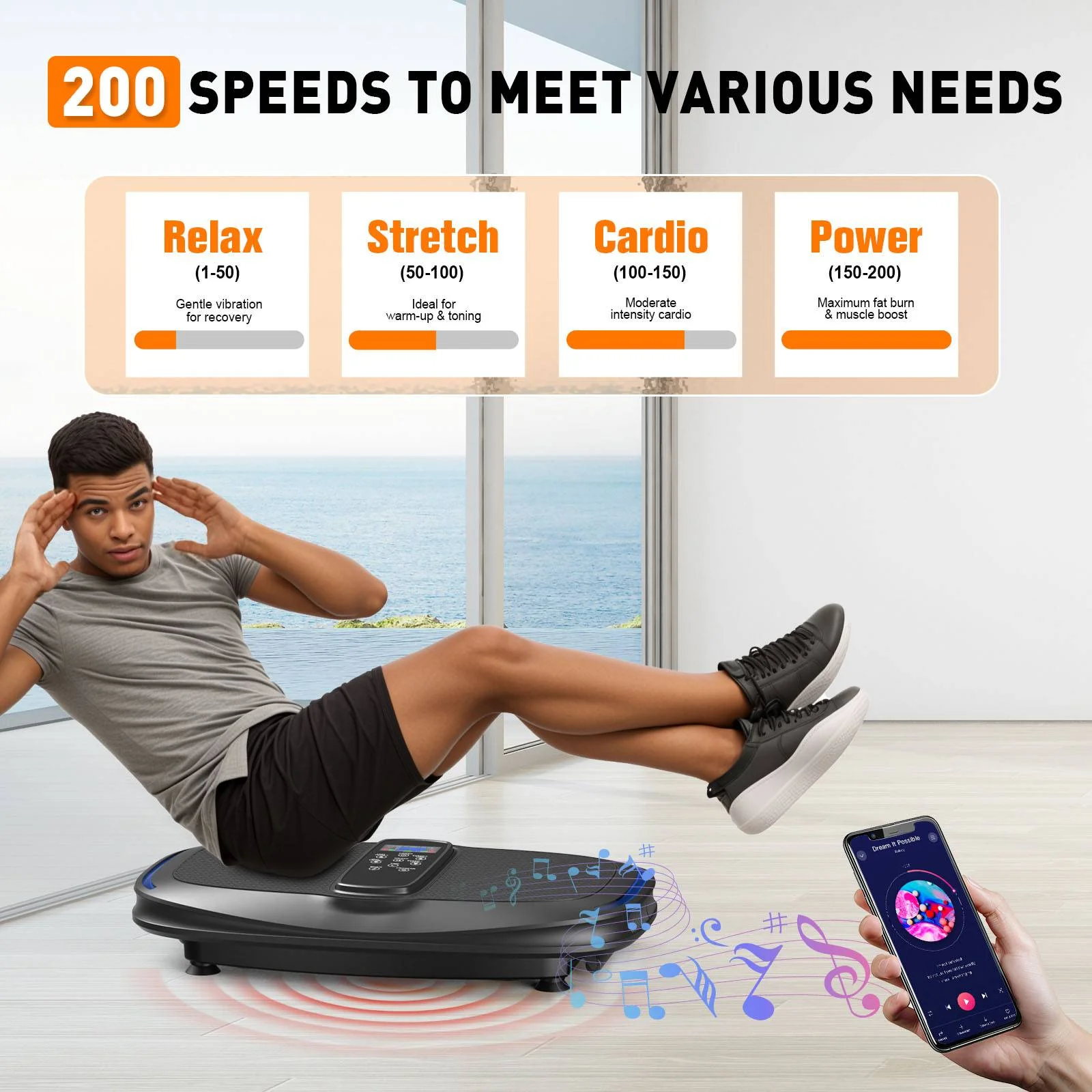 Extra-Wide Vibration Plate Exercise Machine 80cm