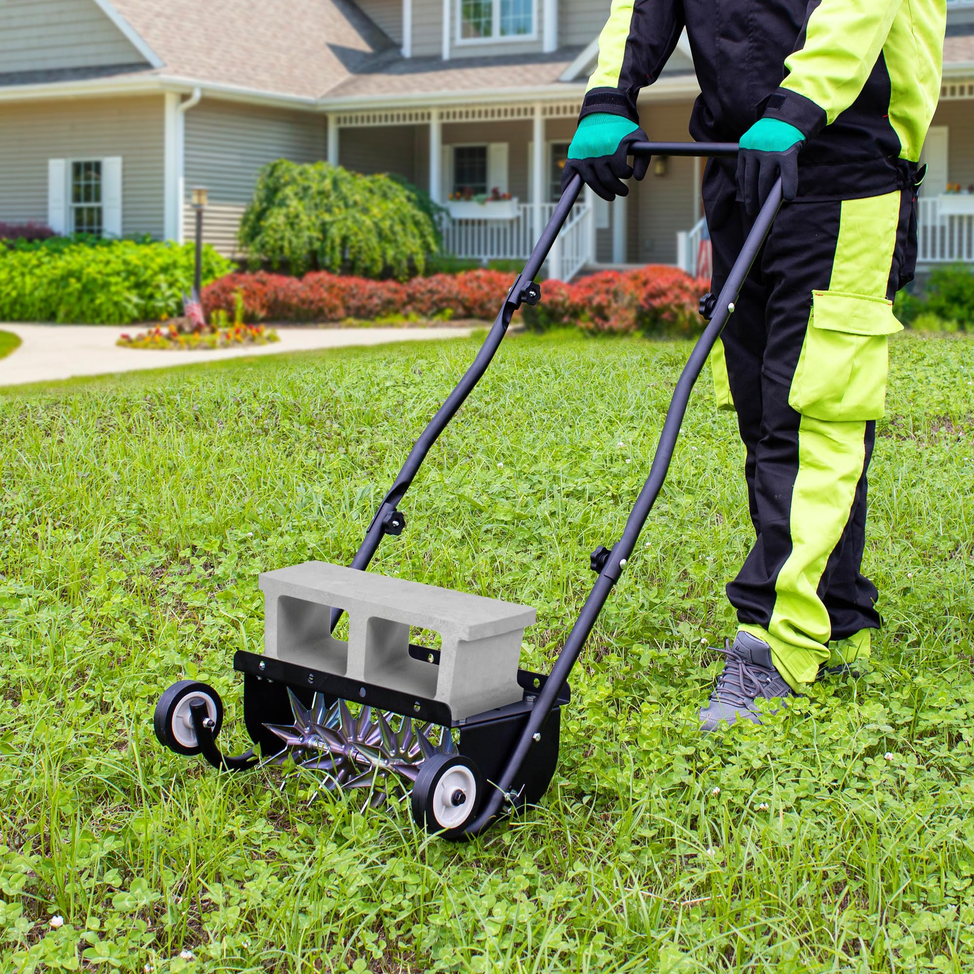 Suchtale 18 Inch Push Spike Aerator, Heavy Duty Rolling Lawn Aerator