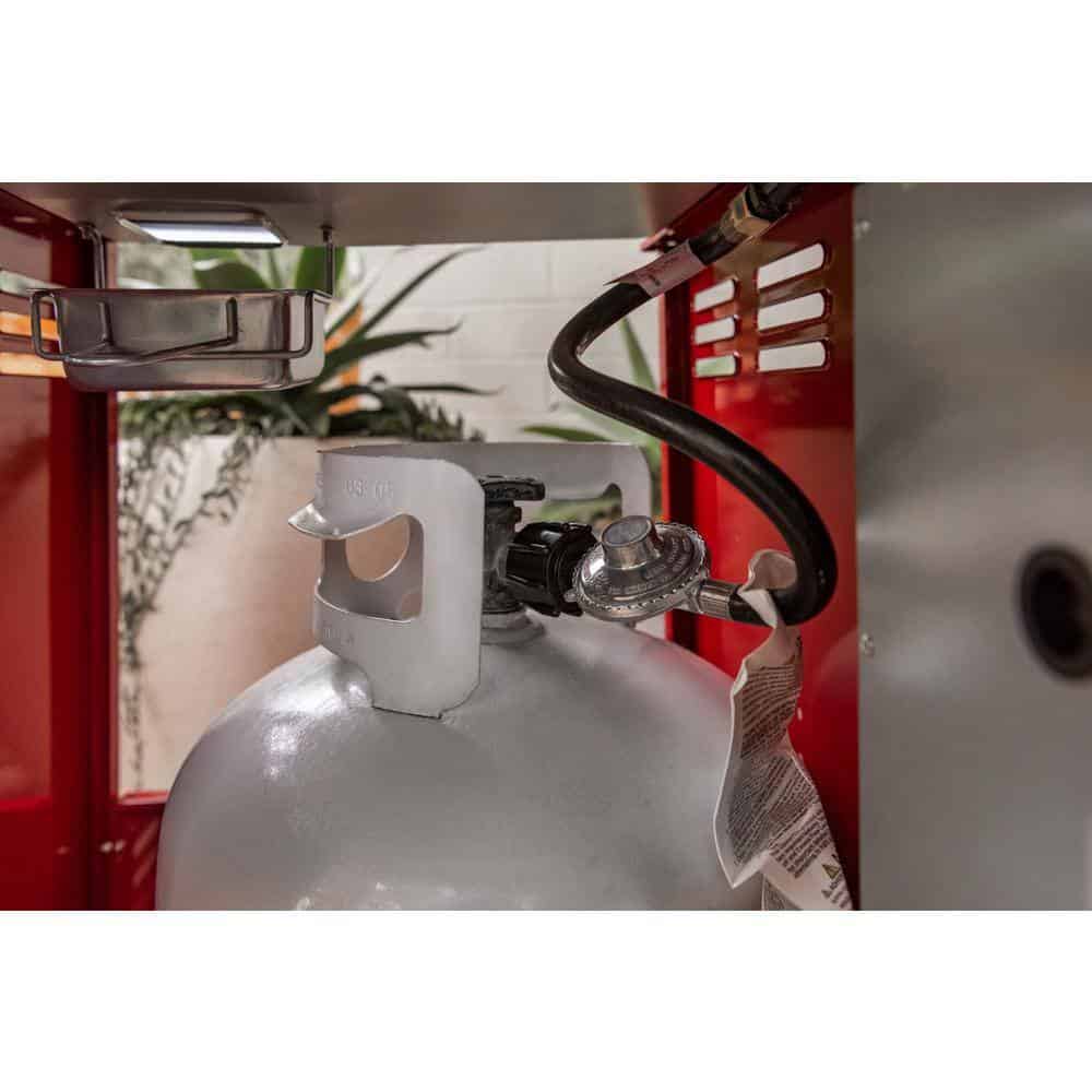 Nexgrill Deluxe 2-Burner Propane Gas Grill, Red ?C Stainless Steel, 28,000 BTUs, Compact Design